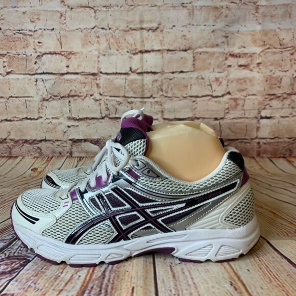 ASICS Gel Contend T2F9N White Silver & Purple Lace Up Running Shoes Sz 9 - Picture 2 of 8